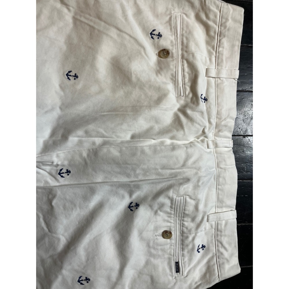 Polo Ralph Lauren Mens Classic Fit White Embroidered Anchor Chino Pants SZ 36 30 - Picture 10 of 12